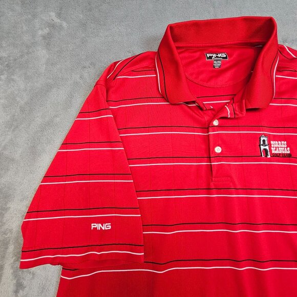 Ping Golf Polo Shirt Men's XL‎ Red Striped Torres Blancas Golf Club Spain - Picture 5 of 11